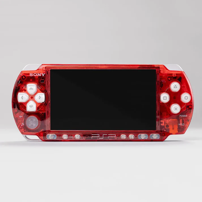 PSP 3000 Portable – Clear Soda Red Custom Console Bundle with Upgraded Battery & Expanded Storage