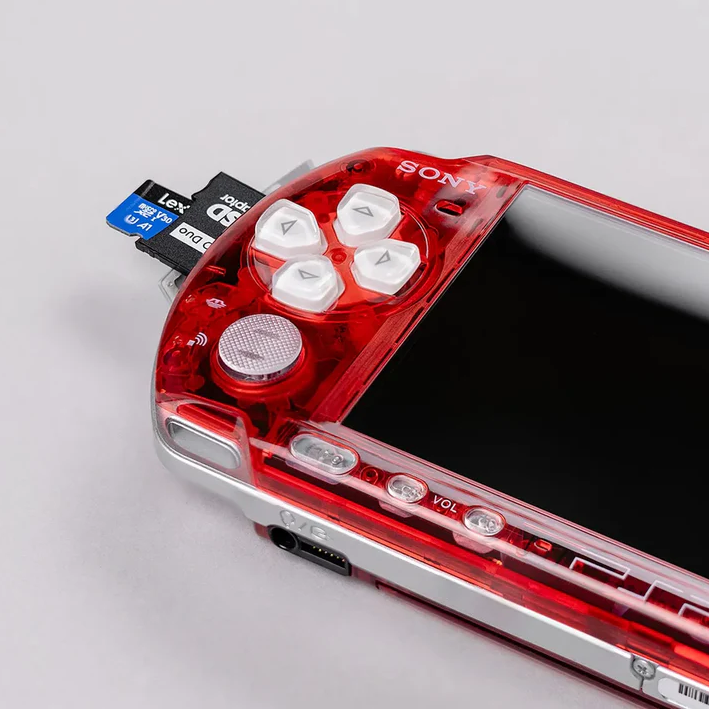 PSP 3000 Portable – Clear Soda Red Custom Console Bundle with Upgraded Battery & Expanded Storage